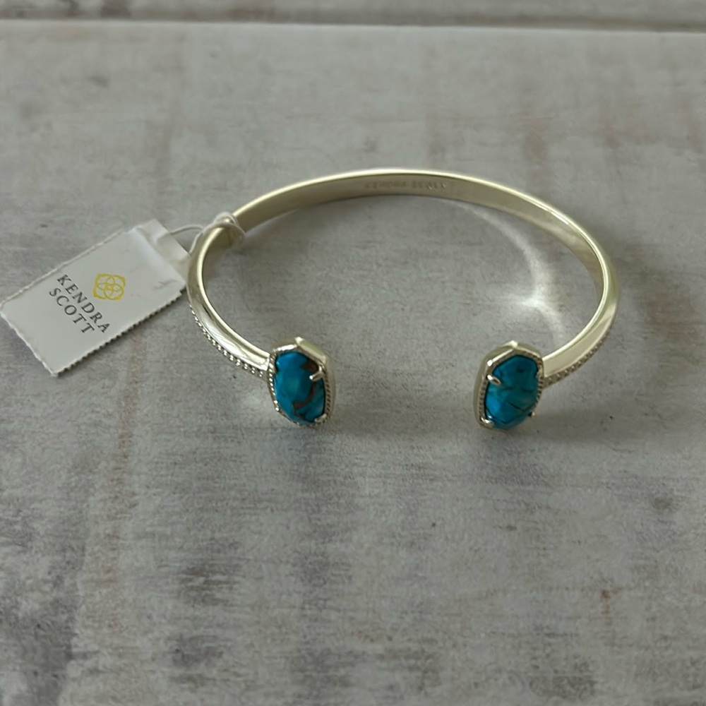 Gold and turquoise Kendra Scott cuff bracelet